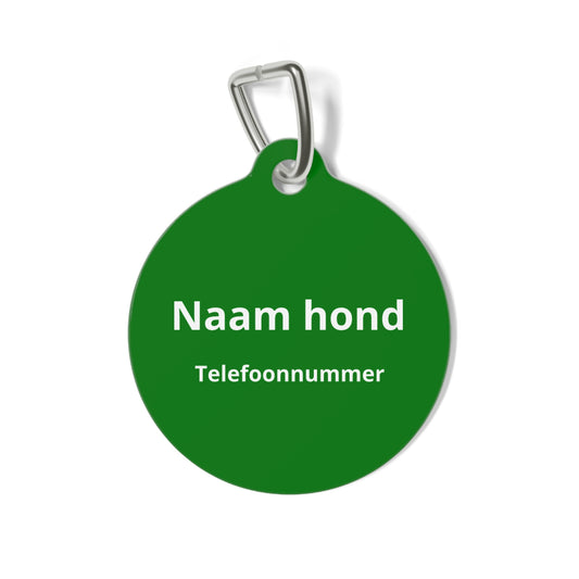 Gepersonaliseerde hondenpenning — Naam en telefoonnummer - Groen