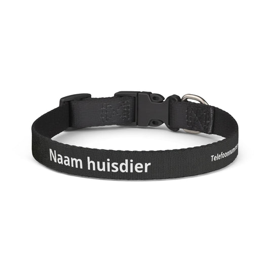 Gepersonaliseerde cliphalsband voor huisdieren — Naam en telefoonnummer - Zwart