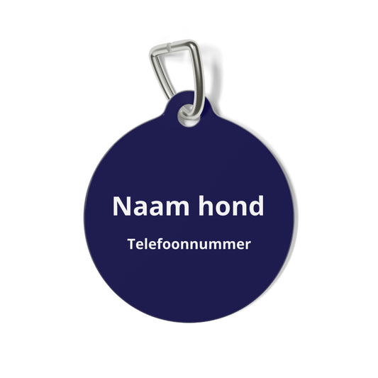 Gepersonaliseerde hondenpenning — Naam en telefoonnummer - Blauw