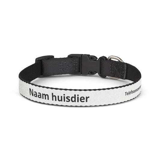 Gepersonaliseerde cliphalsband voor huisdieren — Naam en telefoonnummer - Wit