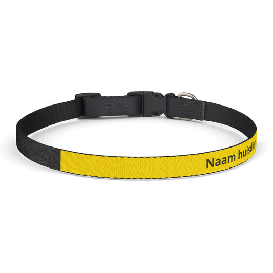 Gepersonaliseerde cliphalsband voor huisdieren — Naam en telefoonnummer - Geel