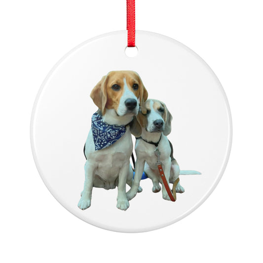 Keramisch ornament – Tweezijdige kerstversiering met foto van huisdier