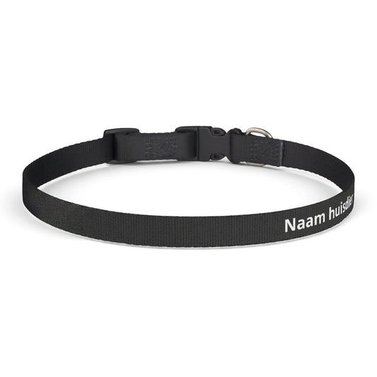 Gepersonaliseerde cliphalsband voor huisdieren — Naam en telefoonnummer - Zwart