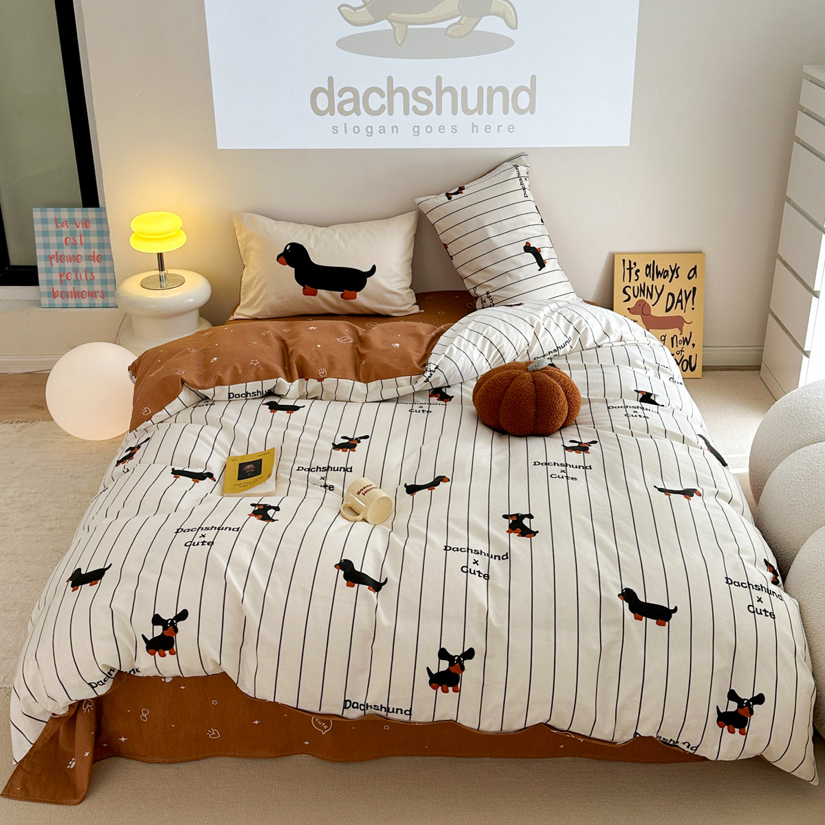 Gestreept Puppy Dekbedset