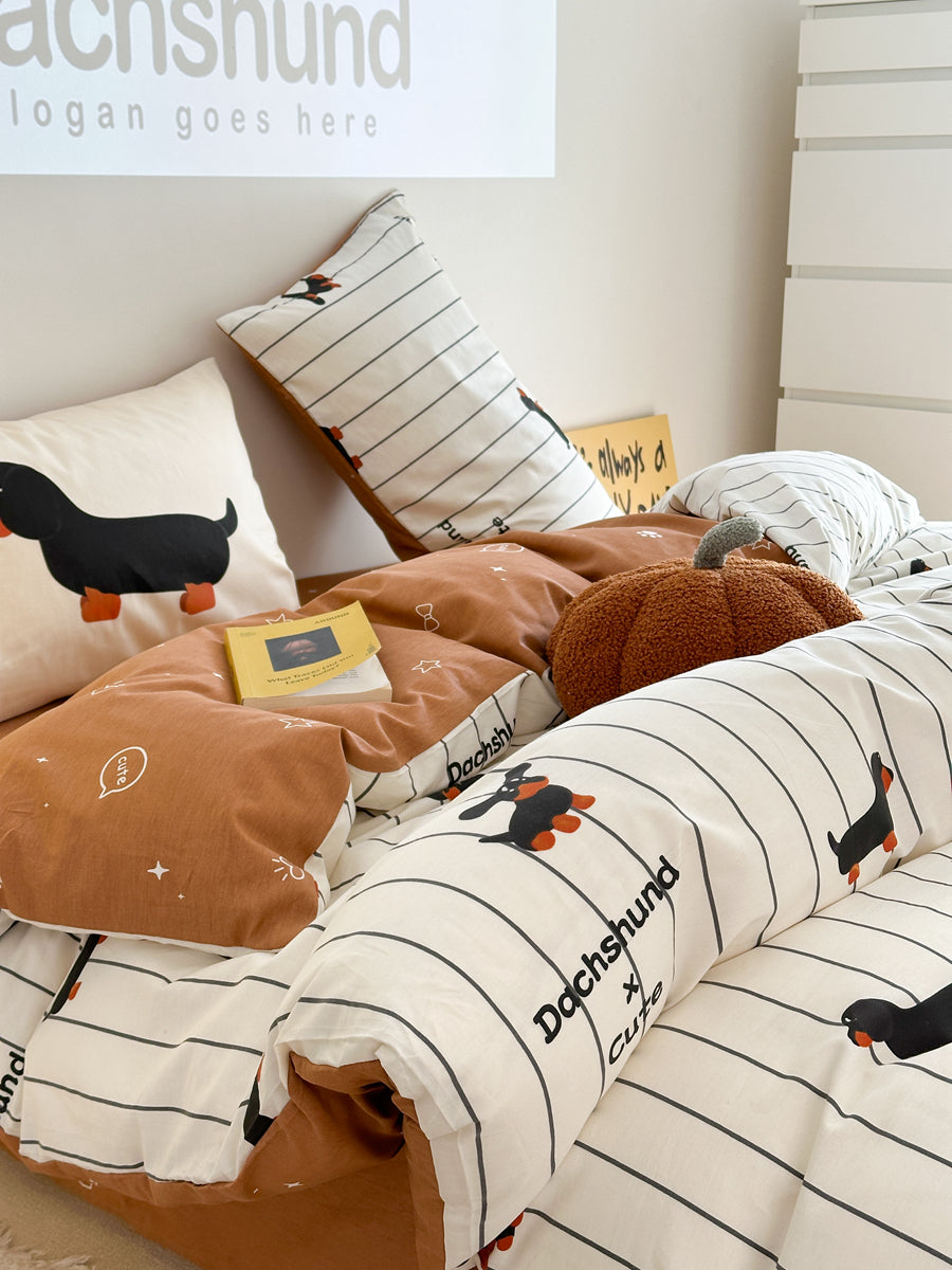 Gestreept Puppy Dekbedset