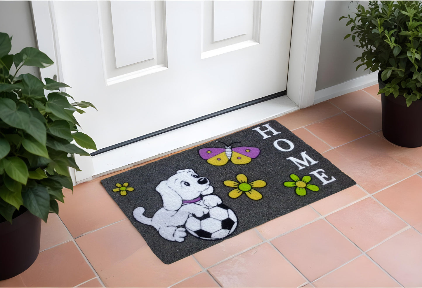 18" X 30" White Coir Dog Home Outdoor Door Mat-0