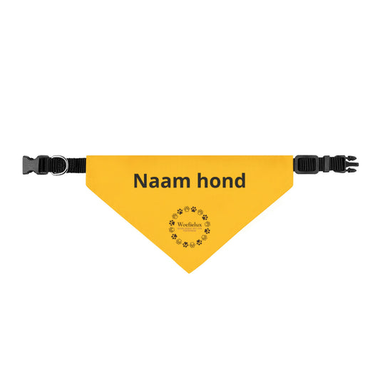 Personaliseerbare clip-on hondenbandana — Geel