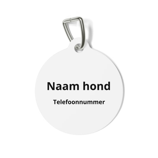 Gepersonaliseerde hondenpenning — Naam en telefoonnummer - Wit