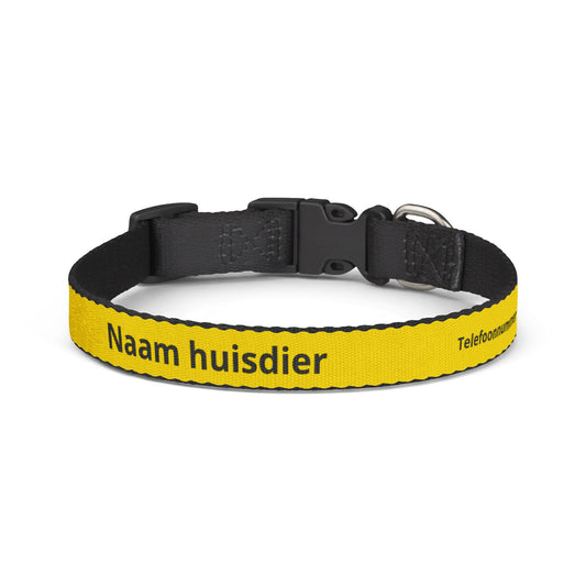 Gepersonaliseerde cliphalsband voor huisdieren — Naam en telefoonnummer - Geel
