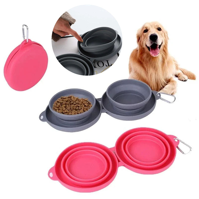 Opvouwbare Dubbele Voerbak voor Honden & Katten