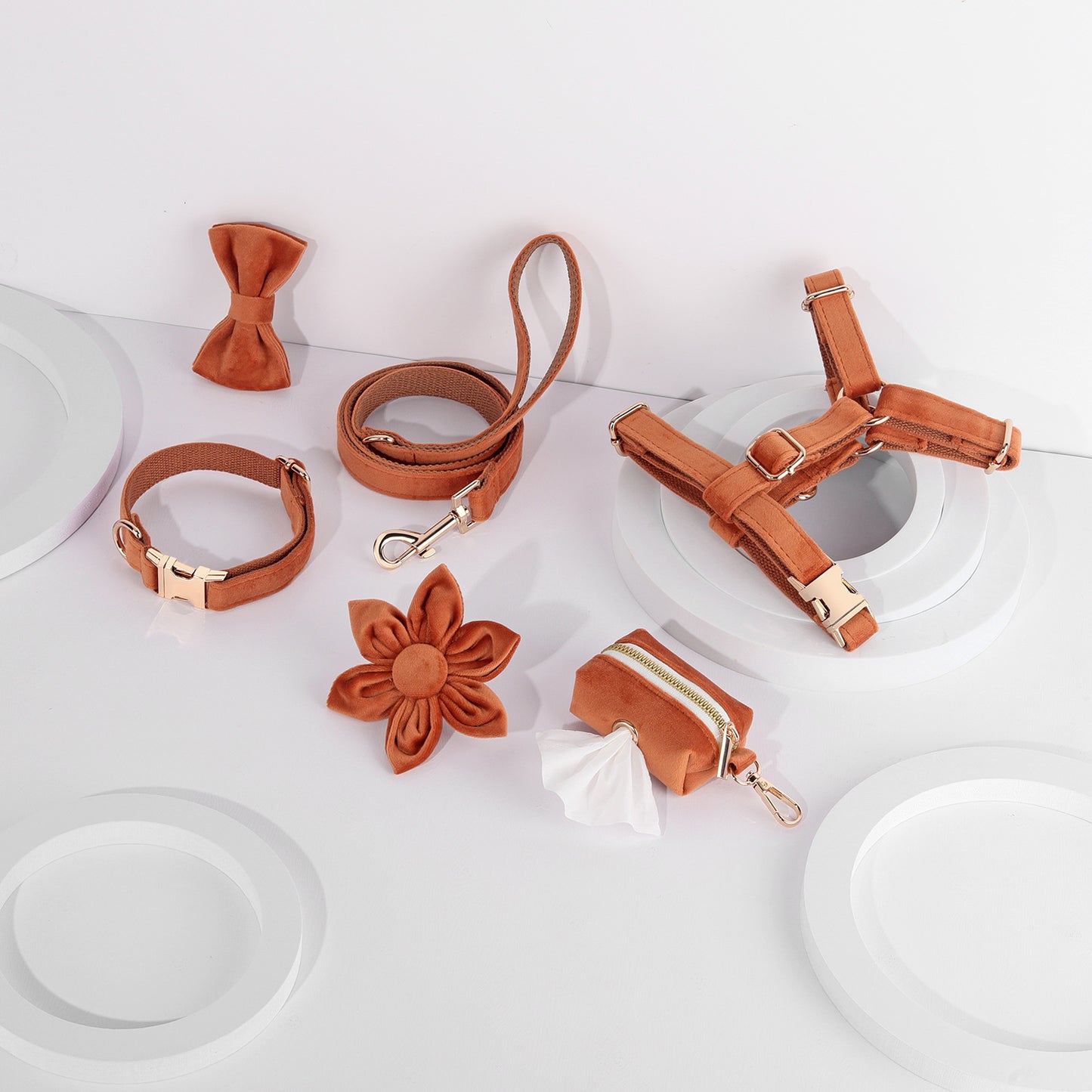 Hondentuigje met Lijn en Halsband Set - 6-delig - Inclusief Poepzakhouder & Strik