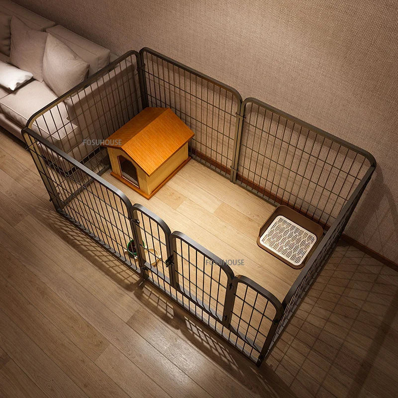 WoefieLux IronGate Minimalist – Moderne Smeedijzeren Indoor Puppyren & Hondenhek