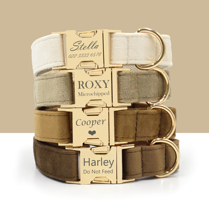 Velvet Halsband met Gegraveerde Gesp