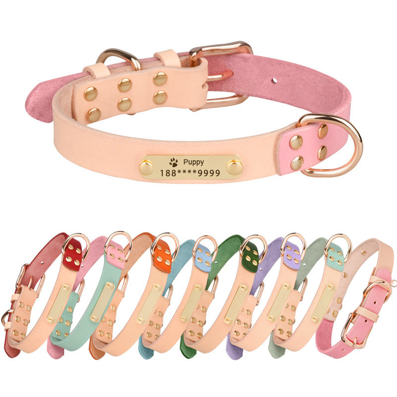 Leren Halsband met Naamplaat – Gepersonaliseerd