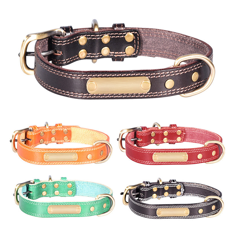 Leren Halsband met Naamplaat – Gepersonaliseerd