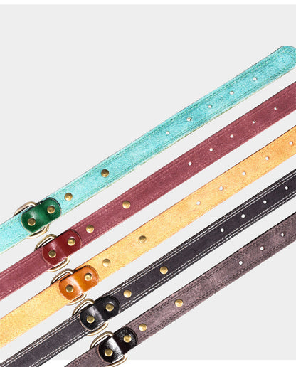 Leren Halsband met Naamplaat – Gepersonaliseerd