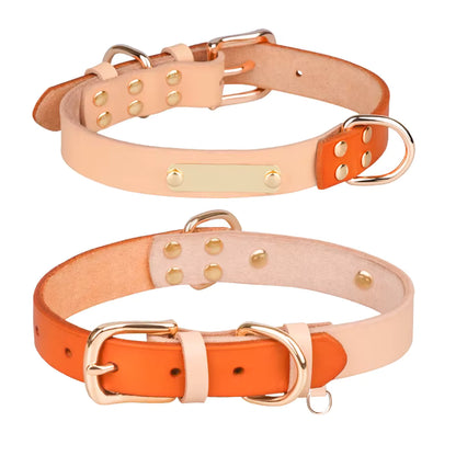 Leren Halsband met Naamplaat – Gepersonaliseerd