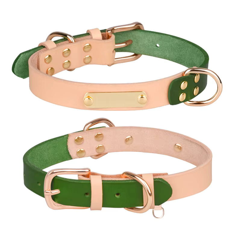 Leren Halsband met Naamplaat – Gepersonaliseerd