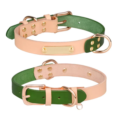 Leren Halsband met Naamplaat – Gepersonaliseerd