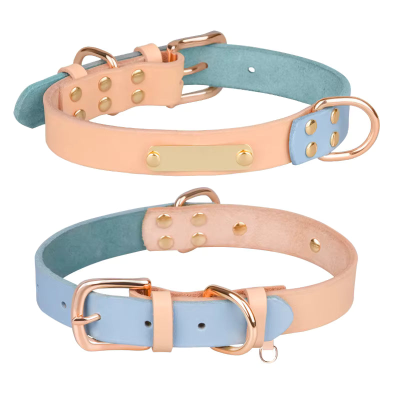 Leren Halsband met Naamplaat – Gepersonaliseerd