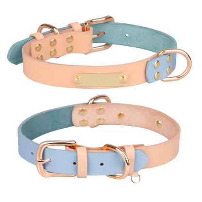 Leren Halsband met Naamplaat – Gepersonaliseerd