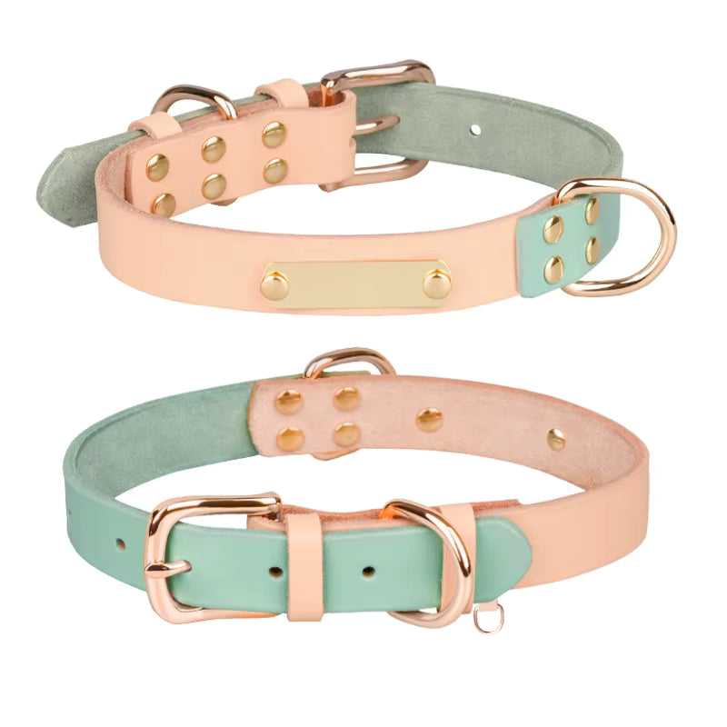 Leren Halsband met Naamplaat – Gepersonaliseerd