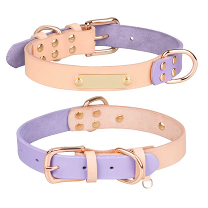 Leren Halsband met Naamplaat – Gepersonaliseerd
