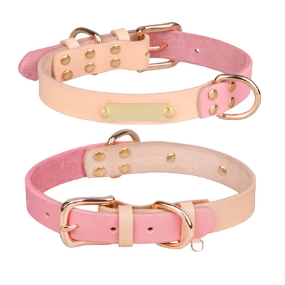 Leren Halsband met Naamplaat – Gepersonaliseerd