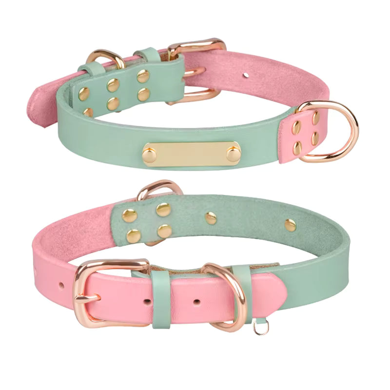 Leren Halsband met Naamplaat – Gepersonaliseerd