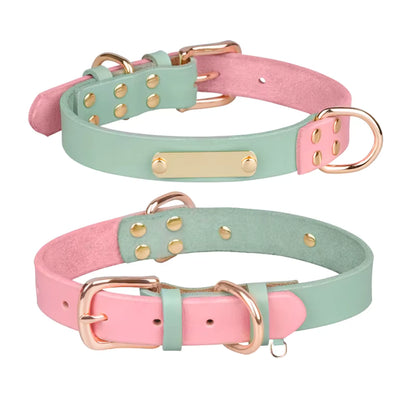 Leren Halsband met Naamplaat – Gepersonaliseerd