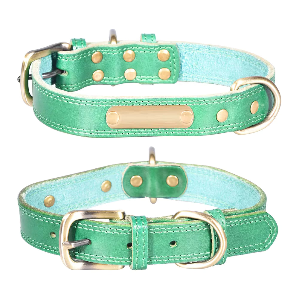 Leren Halsband met Naamplaat – Gepersonaliseerd