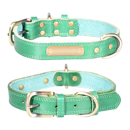 Leren Halsband met Naamplaat – Gepersonaliseerd