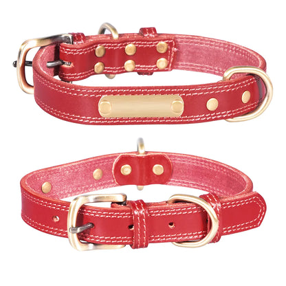 Leren Halsband met Naamplaat – Gepersonaliseerd
