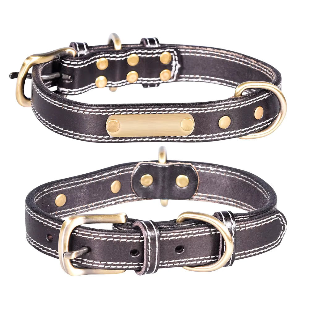 Leren Halsband met Naamplaat – Gepersonaliseerd