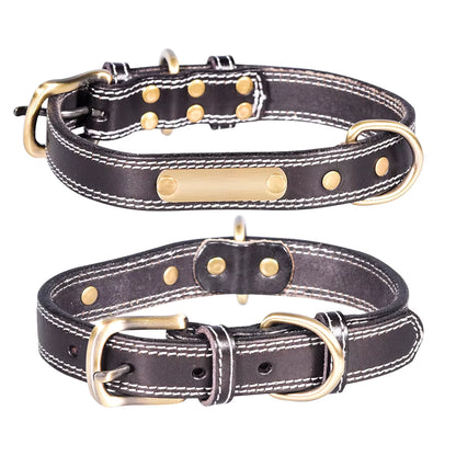 Leren Halsband met Naamplaat – Gepersonaliseerd