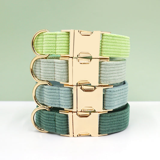 Zachte corduroy halsband - Gegraveerde ID