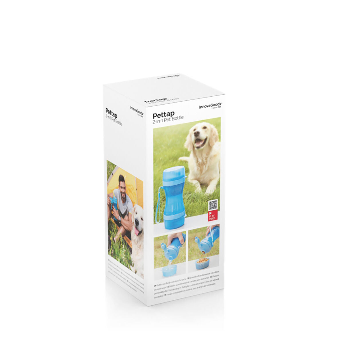 2-in-1 bottle with water and food containers for pets Pettap InnovaGoods-1
