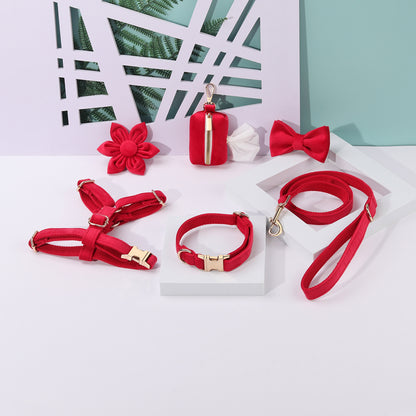Hondentuigje met Lijn en Halsband Set - 6-delig - Inclusief Poepzakhouder & Strik