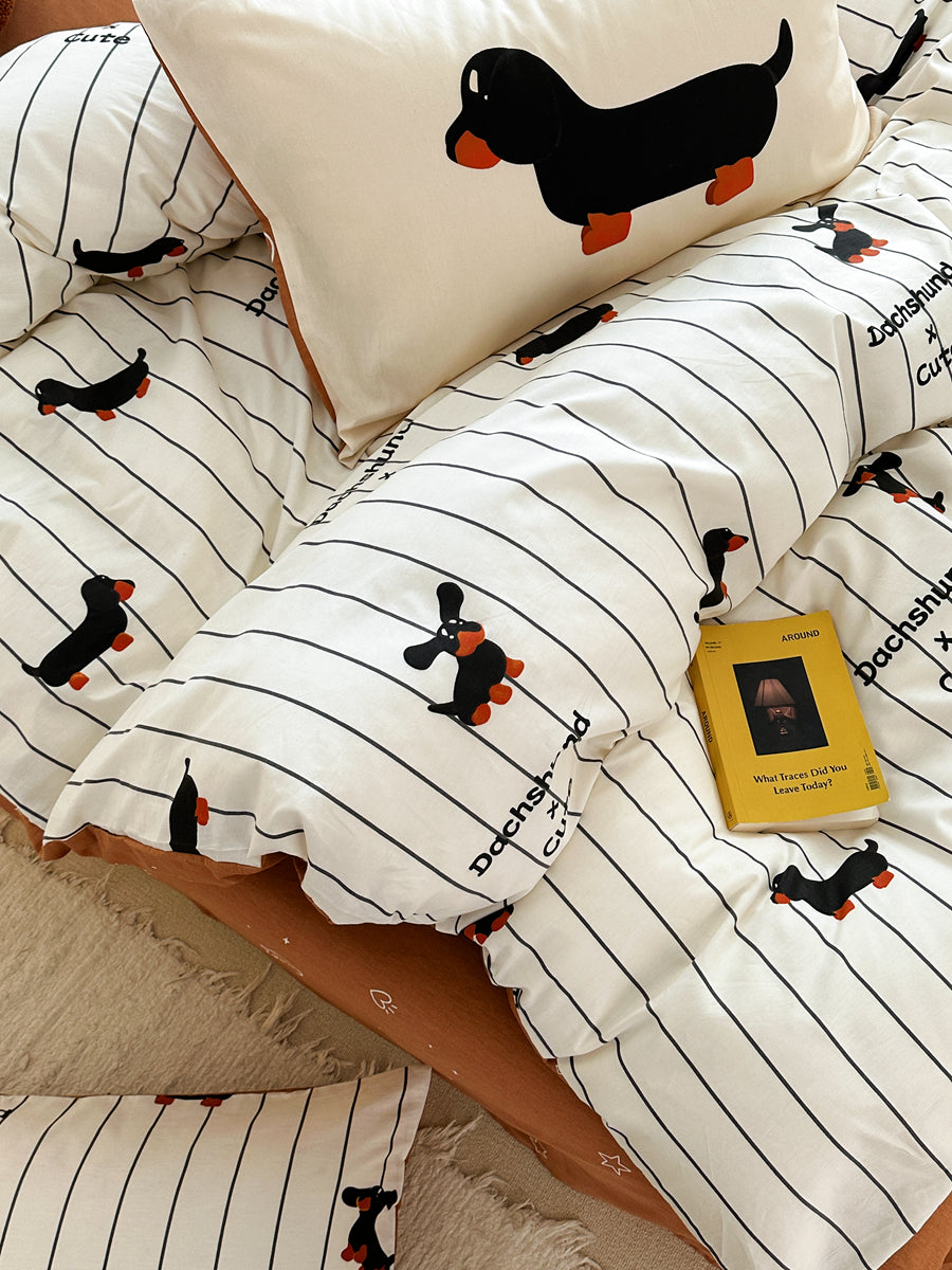 Gestreept Puppy Dekbedset