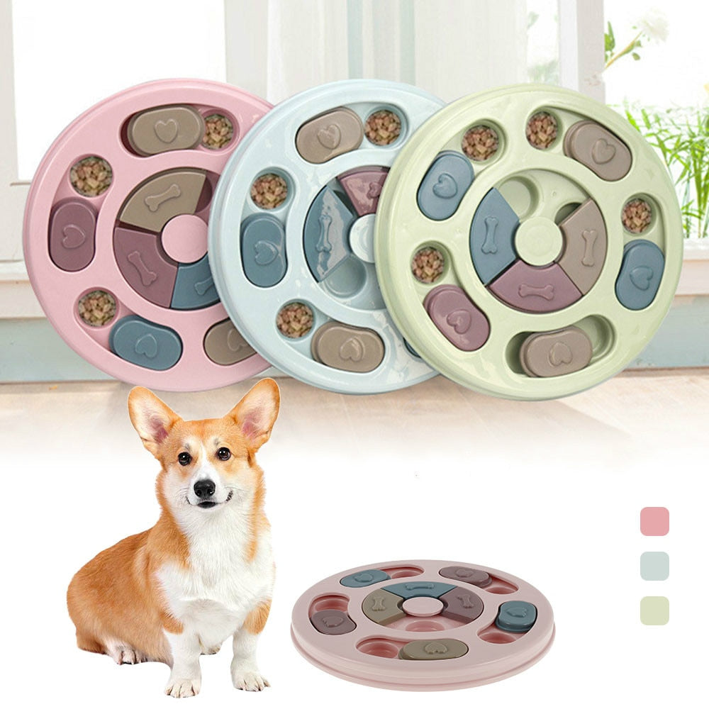 Pet Dog Puzzle Toys Round Interactive Slow Dispensing Feeding Pet Dog Training Games Increase IQ Feeder for Small Medium Dogs-0